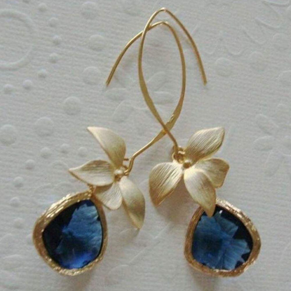 Elegant Blue Drop Earrings M489